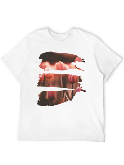 Tulip Field Print Black T-Shirt