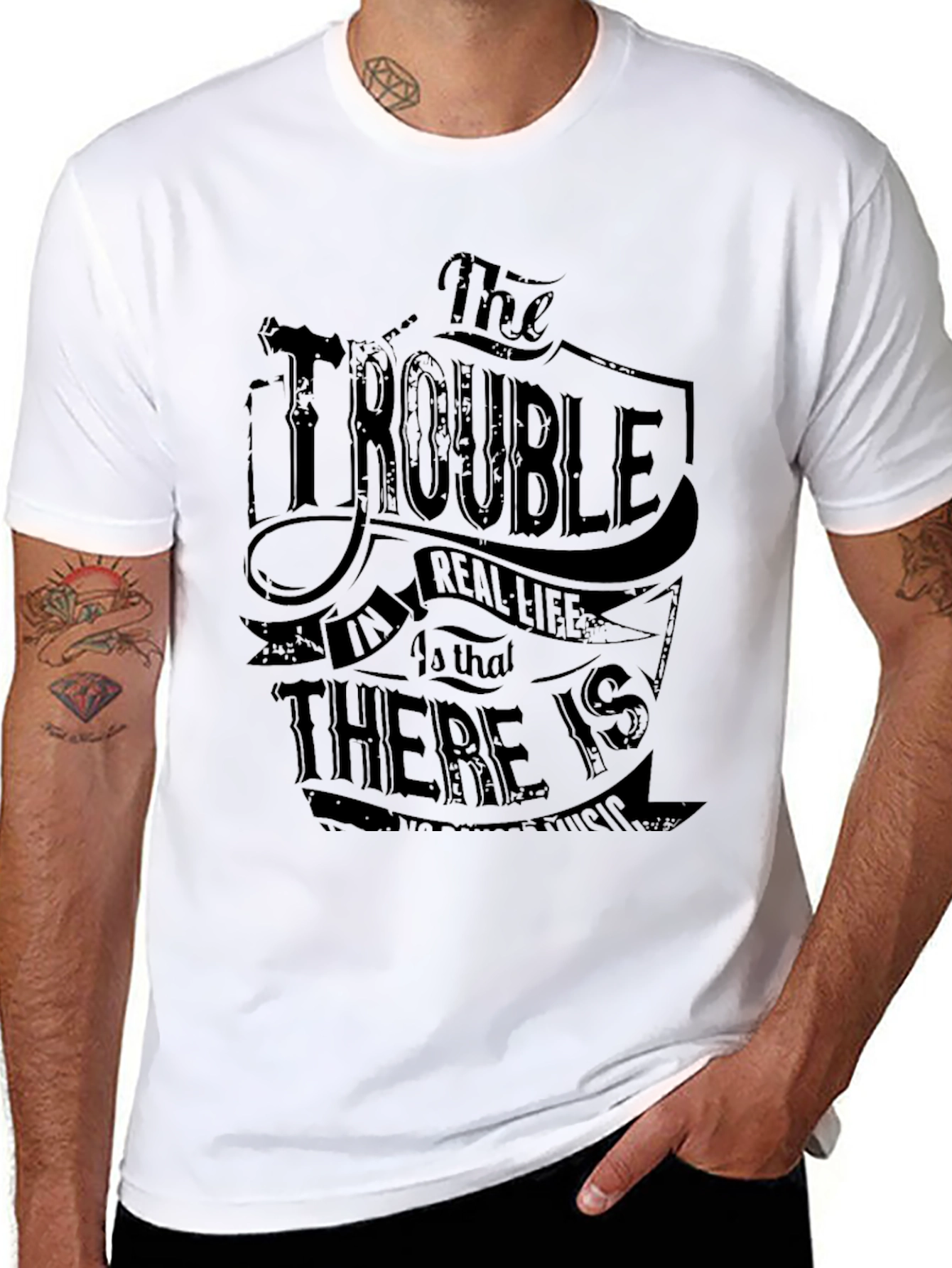 Trouble in Real Life Graphic Tee - Black