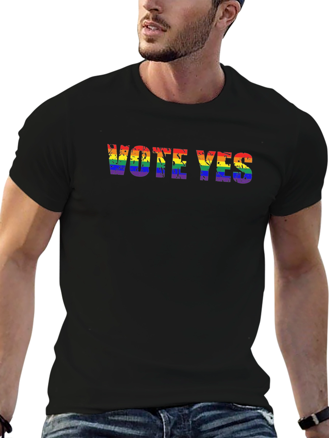 Vote Yes LGBT Pride T-Shirt - Rainbow Text