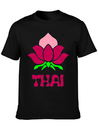 Thai Lotus Graphic T-Shirt - Black