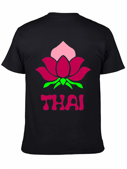 Thai Lotus Graphic T-Shirt - Black