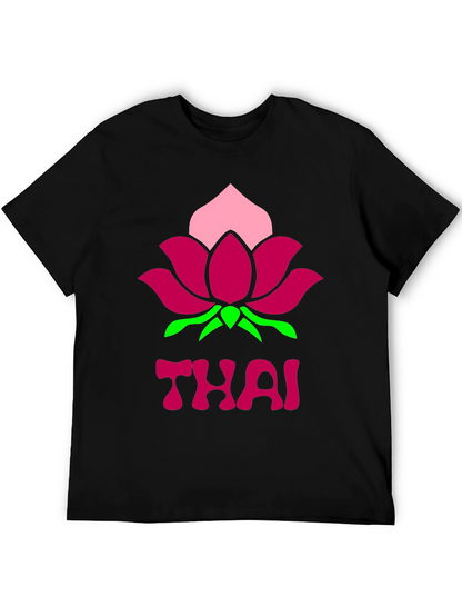 Thai Lotus Graphic T-Shirt - Black