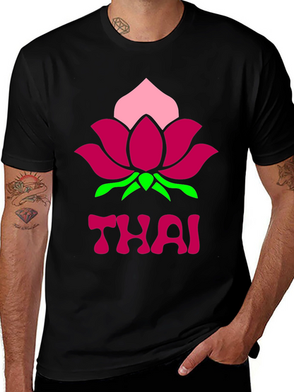 Thai Lotus Graphic T-Shirt - Black