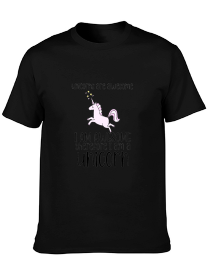 Unicorns Are Awesome Black Graphic T-Shirt