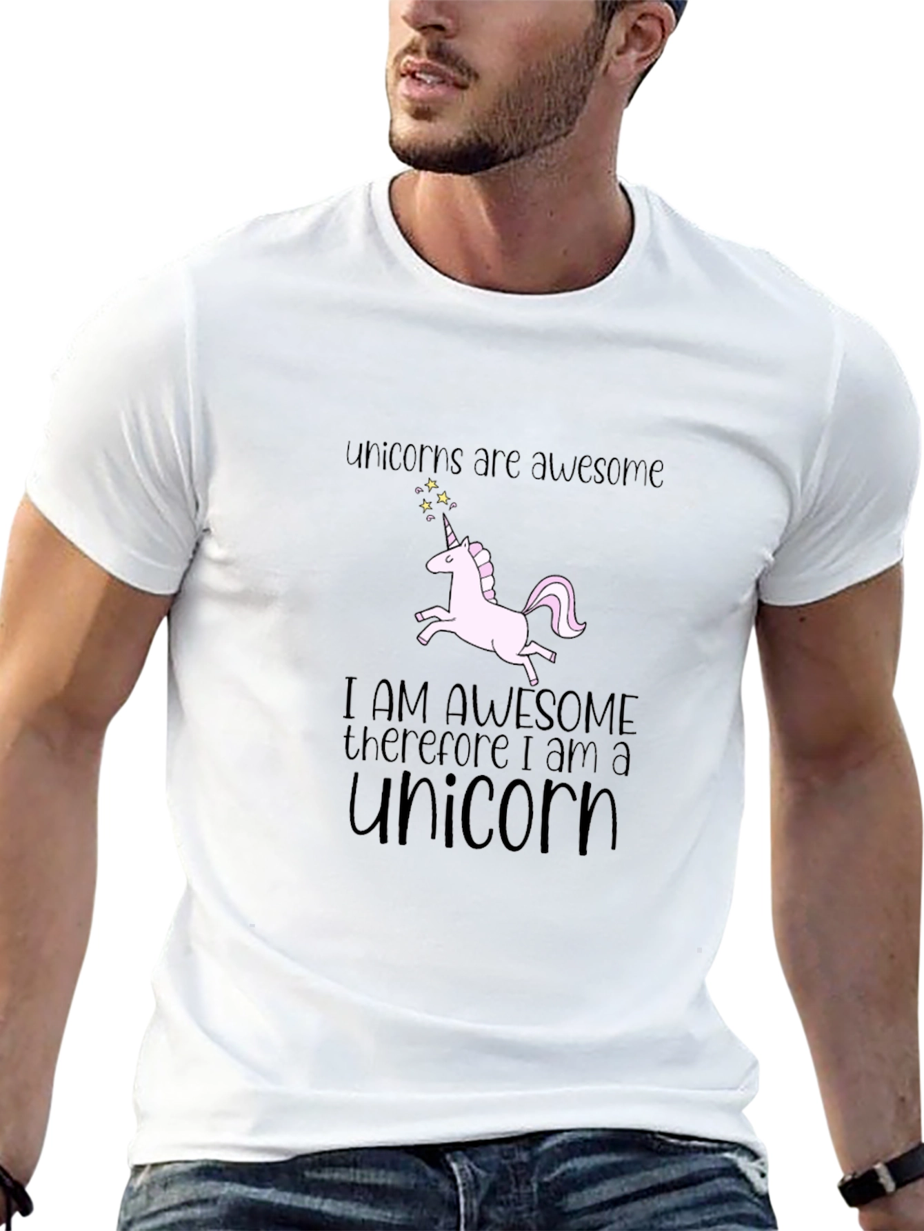 Unicorns Are Awesome Black Graphic T-Shirt
