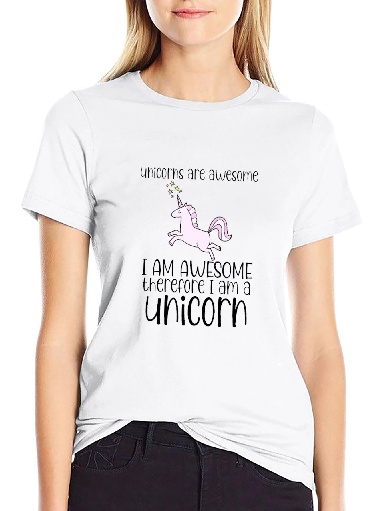 Unicorns Are Awesome Black Graphic T-Shirt