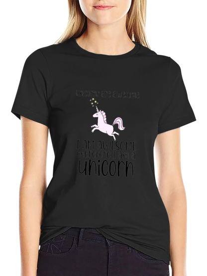 Unicorns Are Awesome Black Graphic T-Shirt