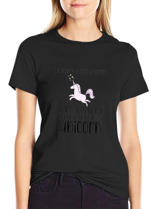 Unicorns Are Awesome Black Graphic T-Shirt
