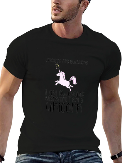 Unicorns Are Awesome Black Graphic T-Shirt