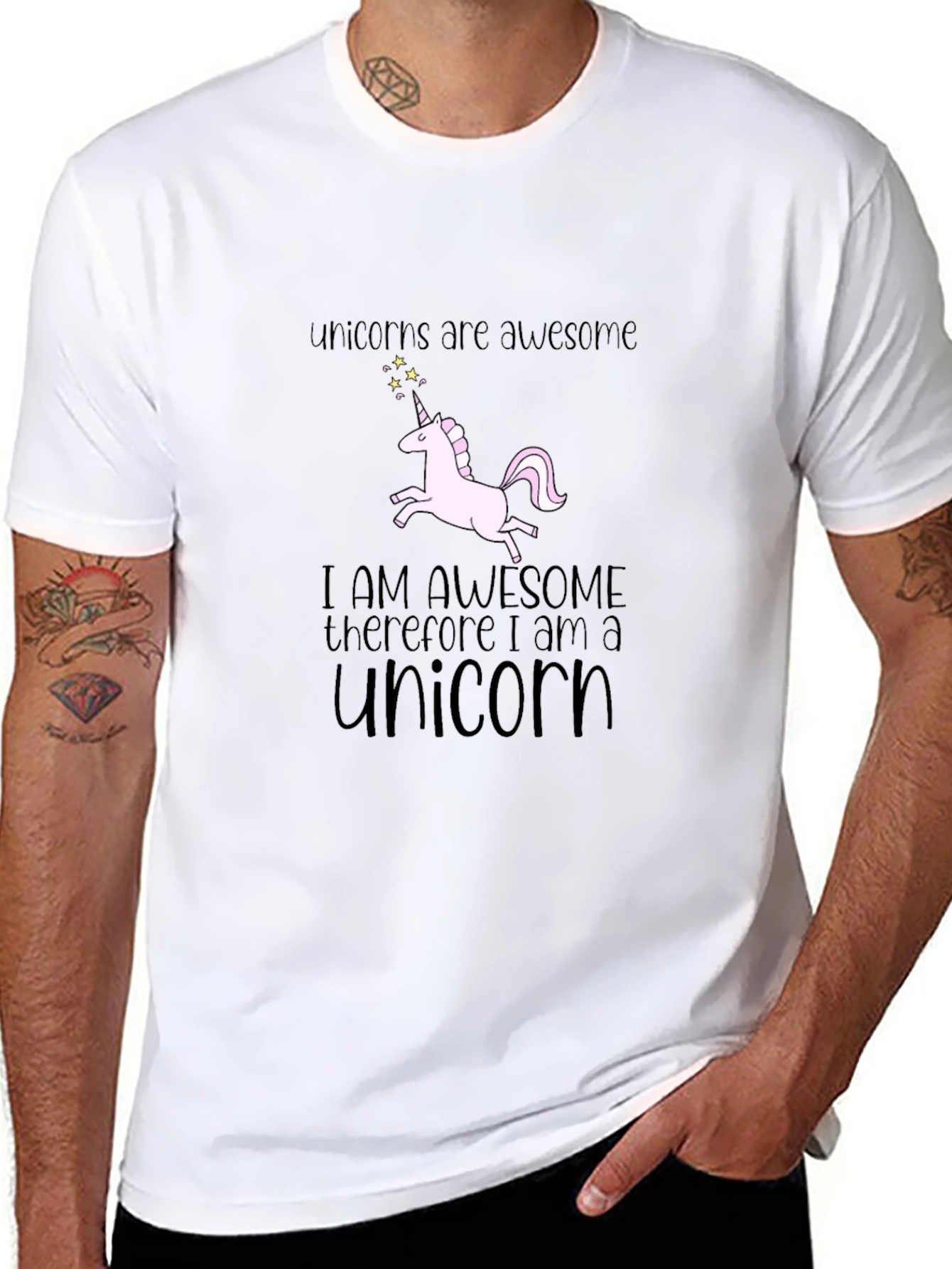 Unicorns Are Awesome Black Graphic T-Shirt