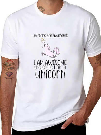 Unicorns Are Awesome Black Graphic T-Shirt