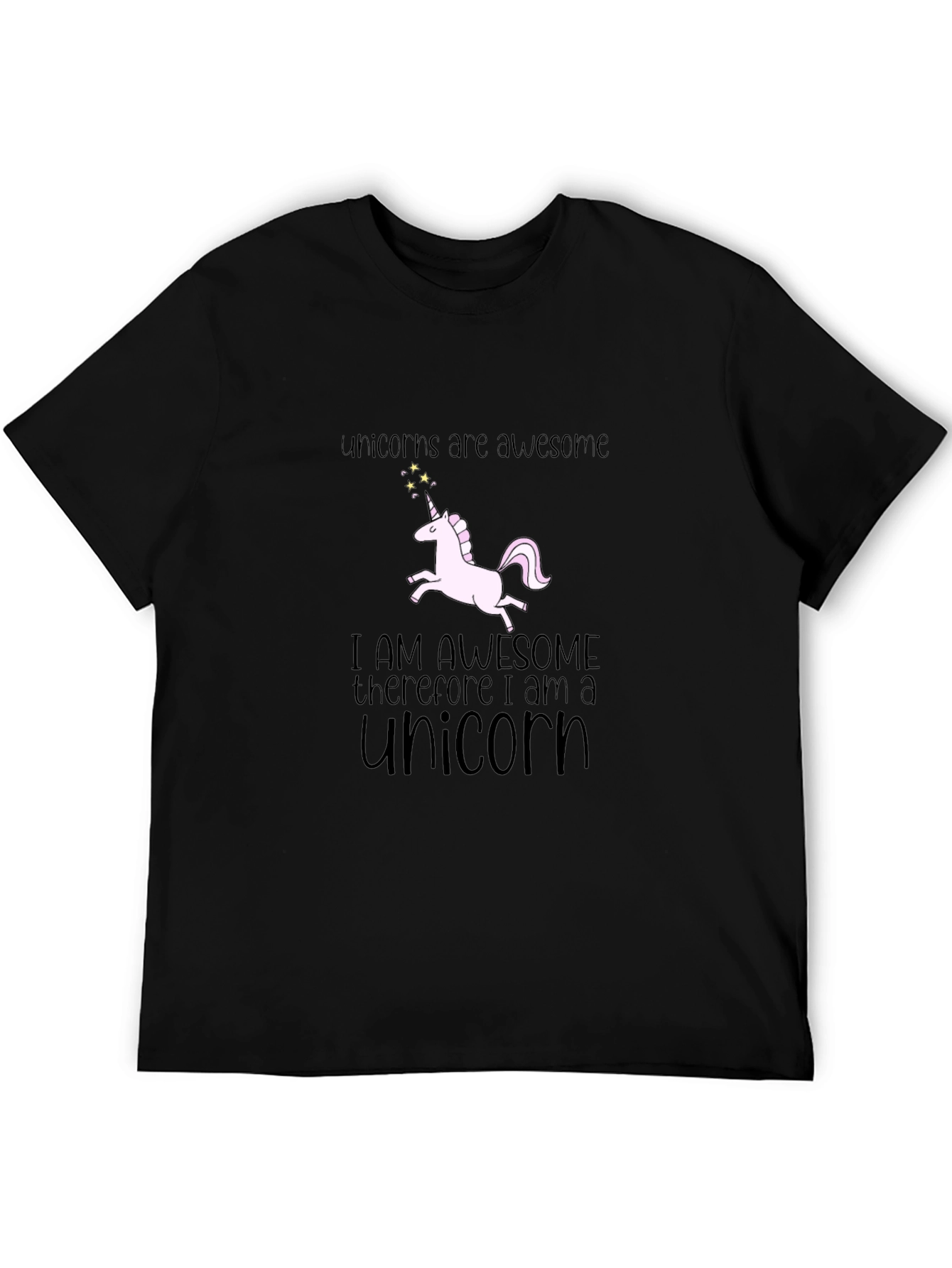 Unicorns Are Awesome Black Graphic T-Shirt