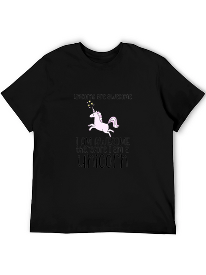 Unicorns Are Awesome Black Graphic T-Shirt
