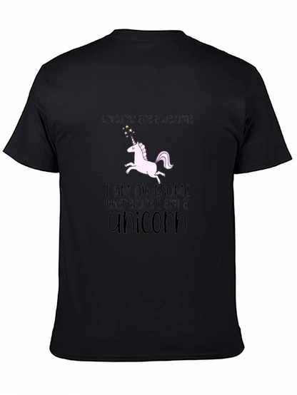 Unicorns Are Awesome Black Graphic T-Shirt