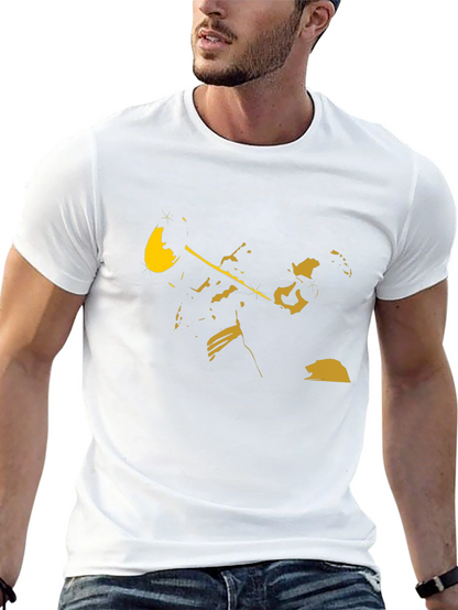 Black T-Shirt with Golden Trumpet Player Design