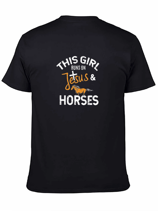 This Girl Runs on Jesus & Horses T-Shirt
