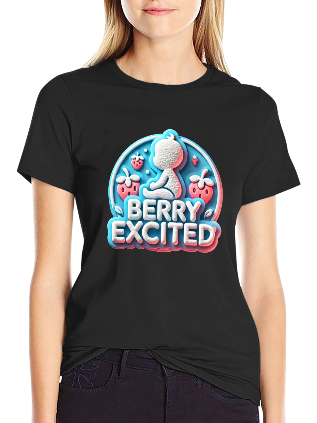 Berry Excited Baby Graphic Tee - Cute Unisex Shirt