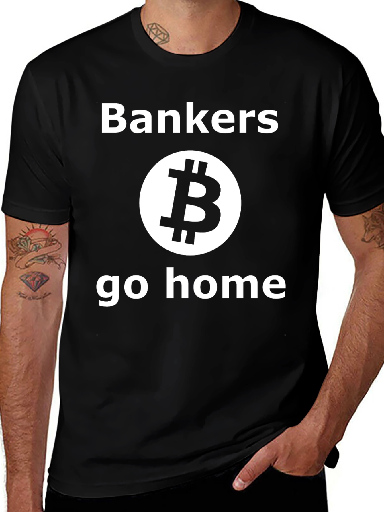 Bankers Go Home Bitcoin Black T-Shirt