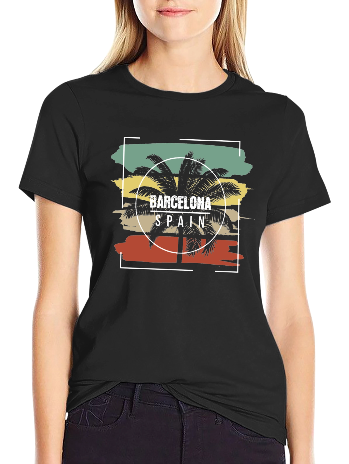 Barcelona Spain Palm Tree Graphic Tee