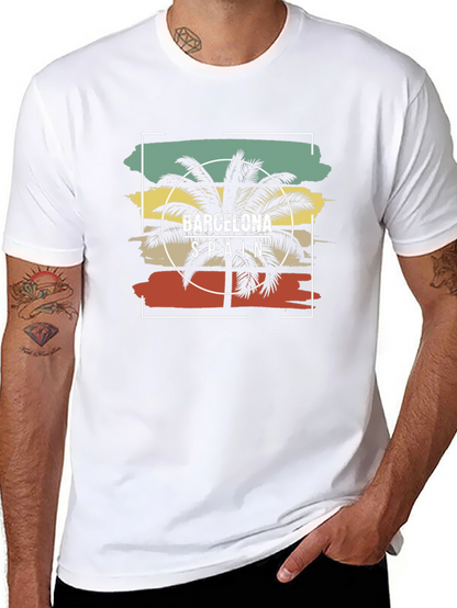 Barcelona Spain Palm Tree Graphic Tee