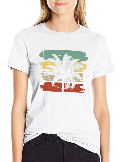 Barcelona Spain Palm Tree Graphic Tee
