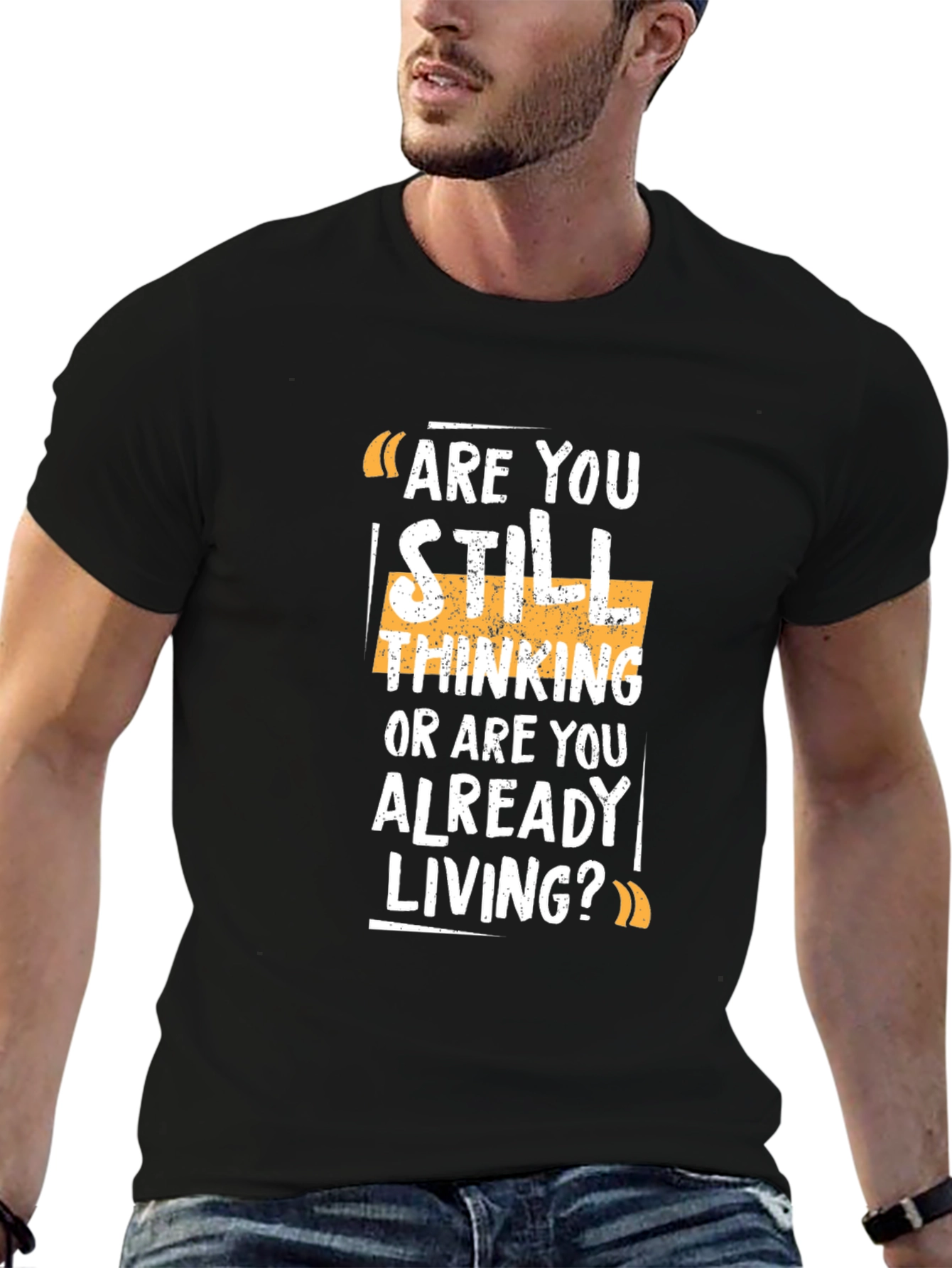 Are You Living? Graphic Print Black T-Shirt