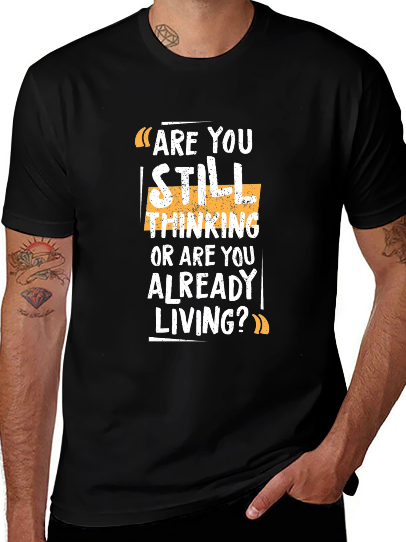 Are You Living? Graphic Print Black T-Shirt