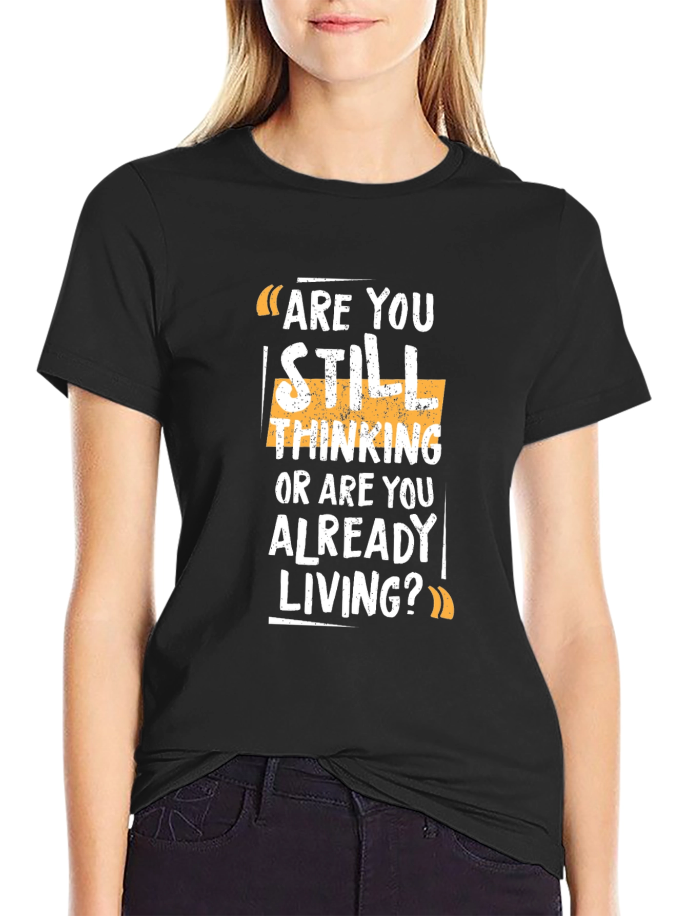 Are You Living? Graphic Print Black T-Shirt