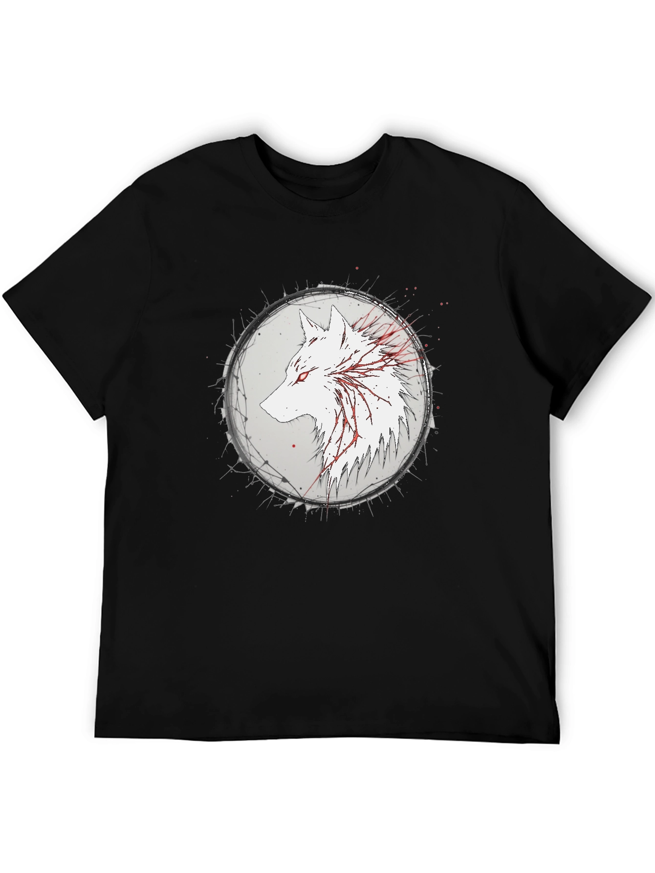 Wolf Graphic Print Black T-Shirt