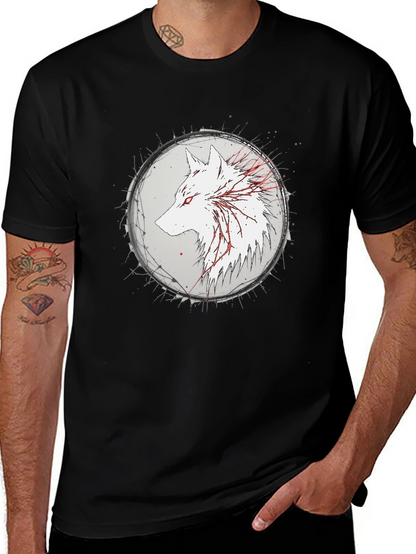 Wolf Graphic Print Black T-Shirt