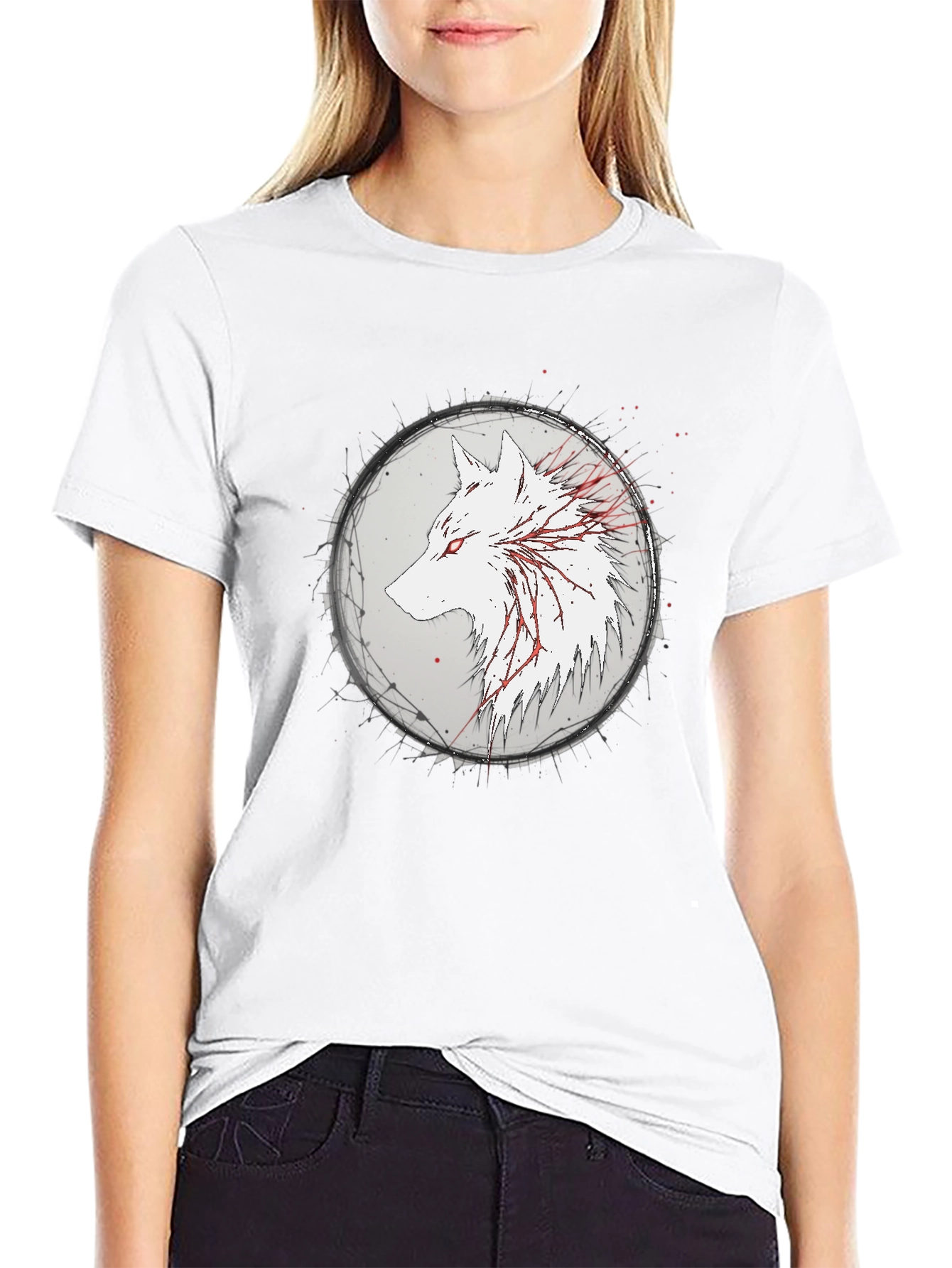 Wolf Graphic Print Black T-Shirt