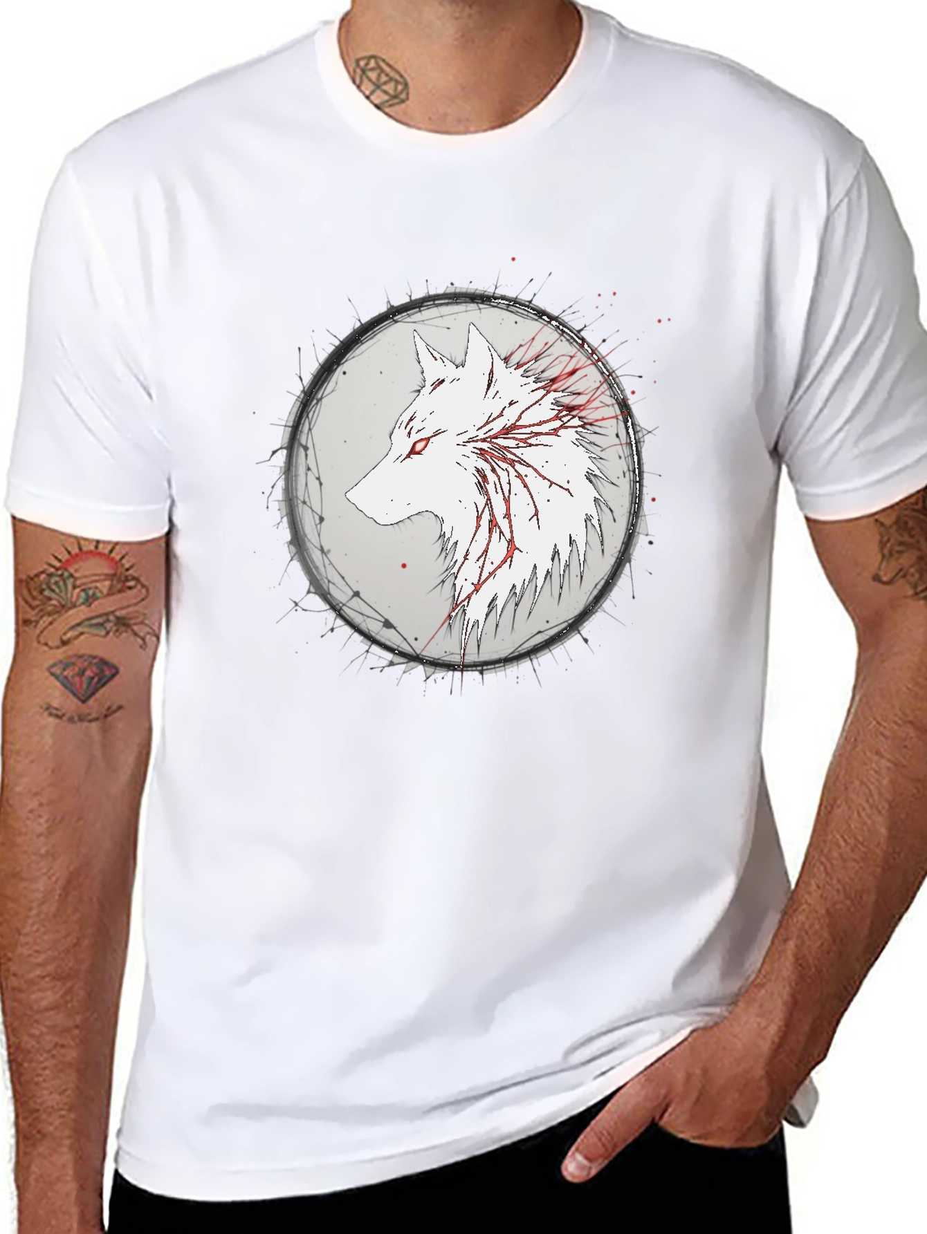 Wolf Graphic Print Black T-Shirt