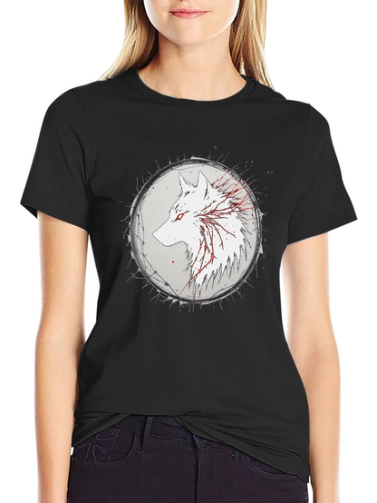 Wolf Graphic Print Black T-Shirt