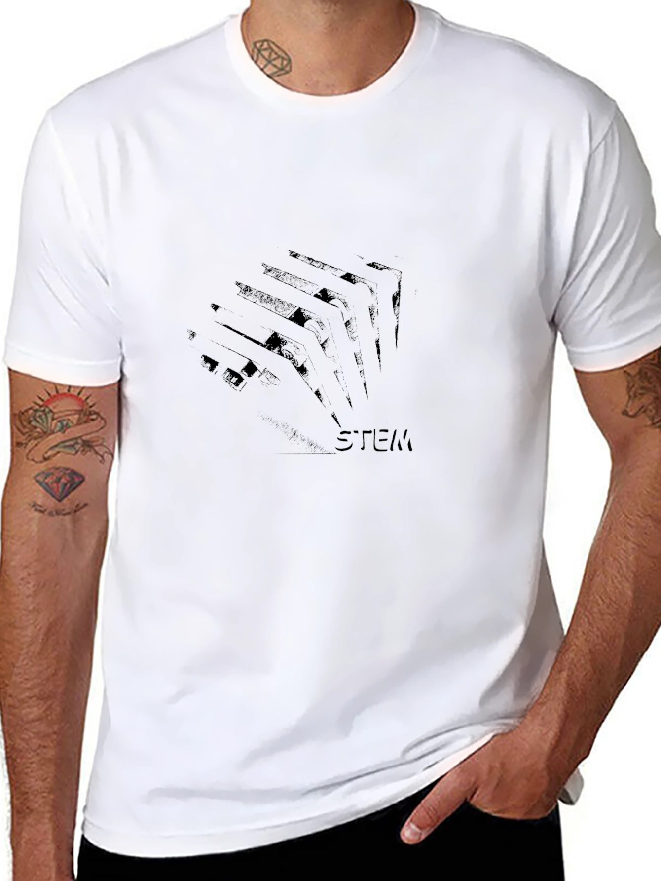 STEM Graphic Print Black T-Shirt