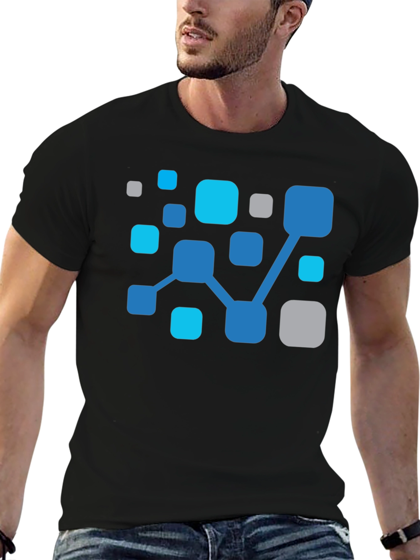 Abstract Network Black T-Shirt