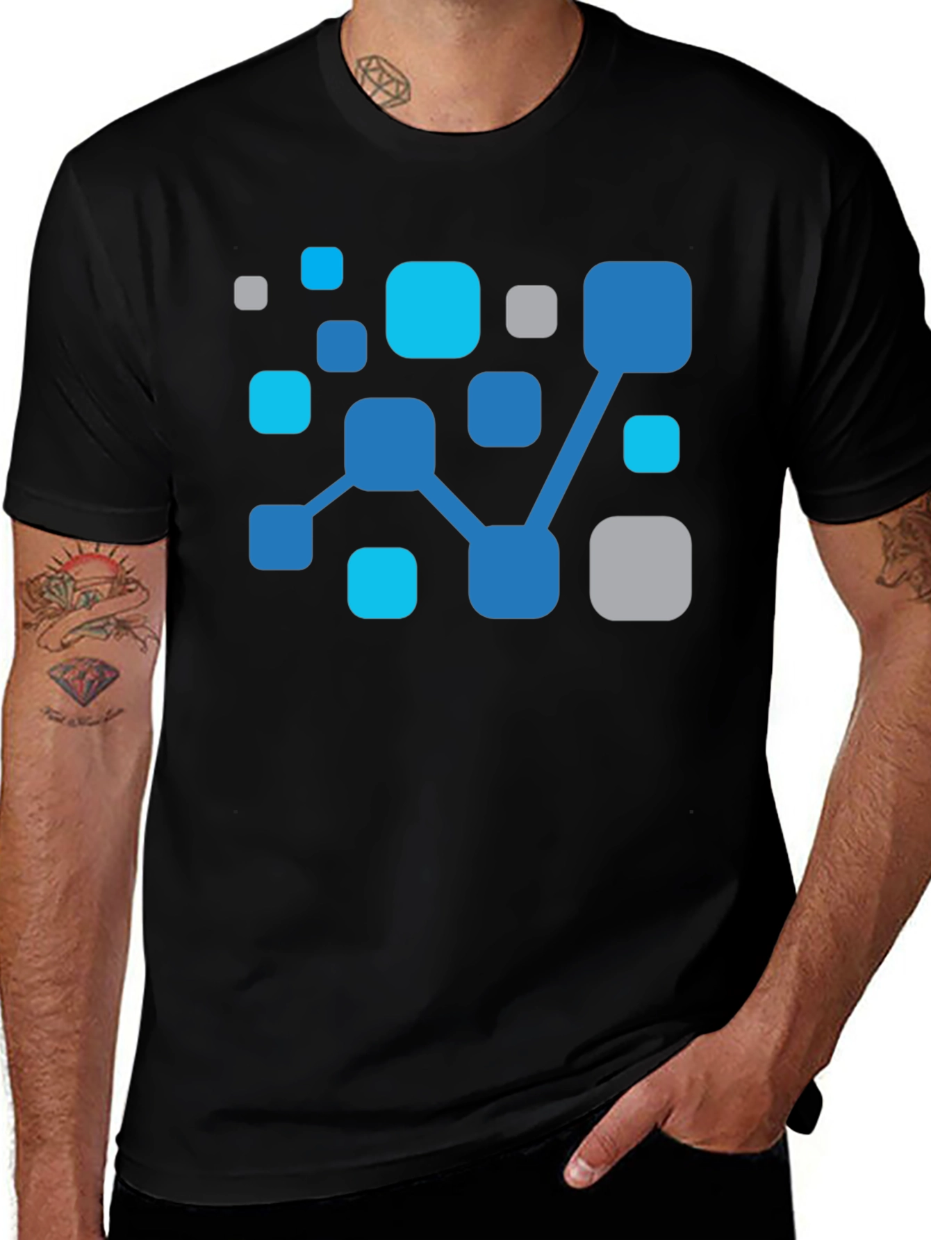 Abstract Network Black T-Shirt