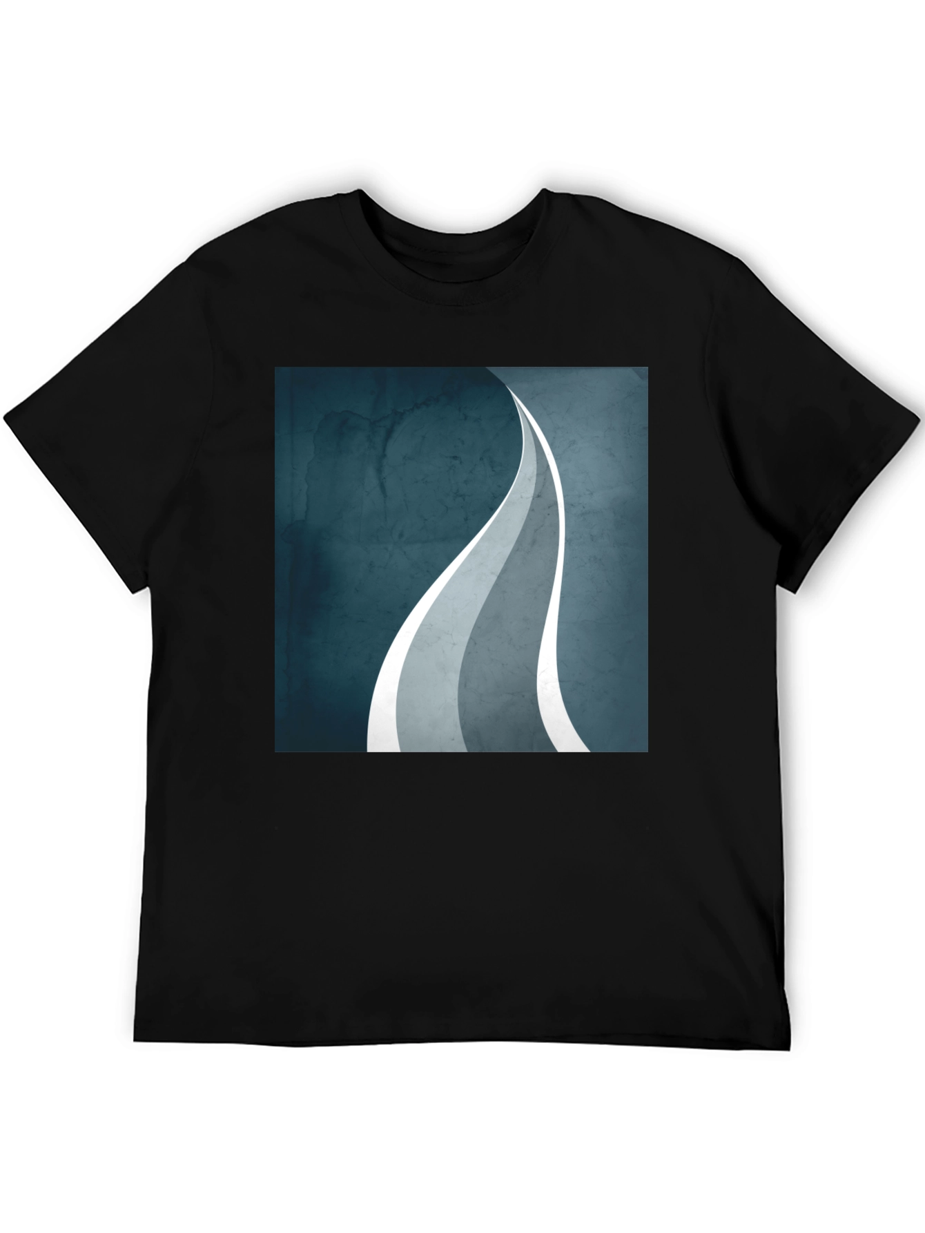 Abstract Wave Graphic Black T-Shirt