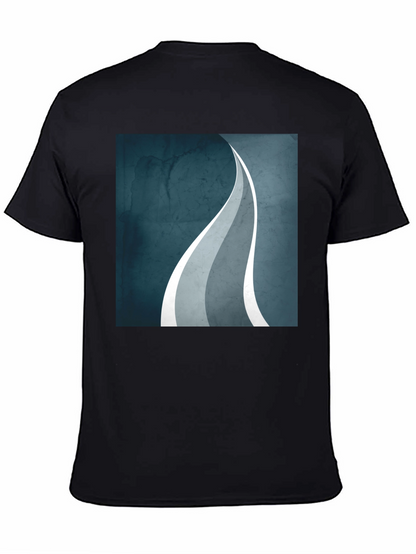 Abstract Wave Graphic Black T-Shirt