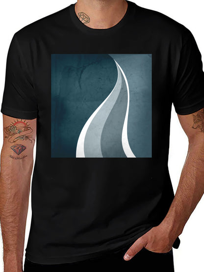 Abstract Wave Graphic Black T-Shirt