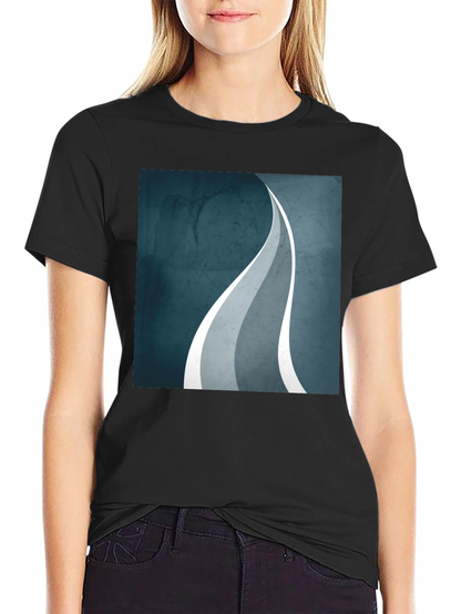 Abstract Wave Graphic Black T-Shirt