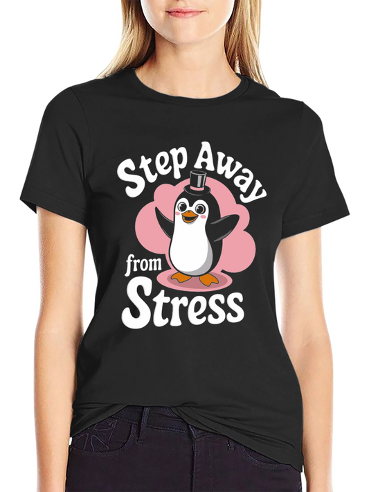 Step Away from Stress Penguin Graphic T-Shirt