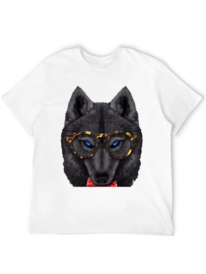 Wolf with Glasses Graphic T-Shirt