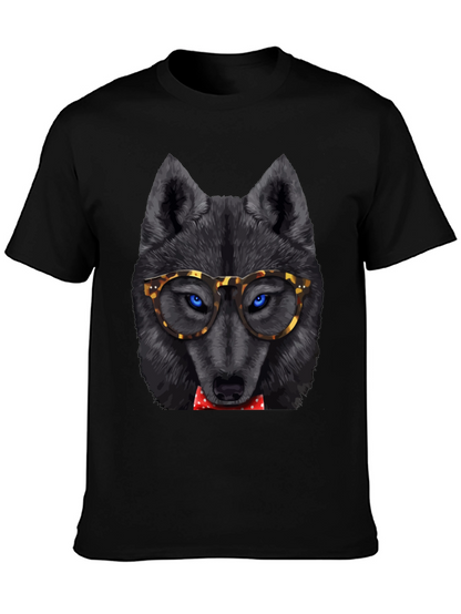 Wolf with Glasses Graphic T-Shirt