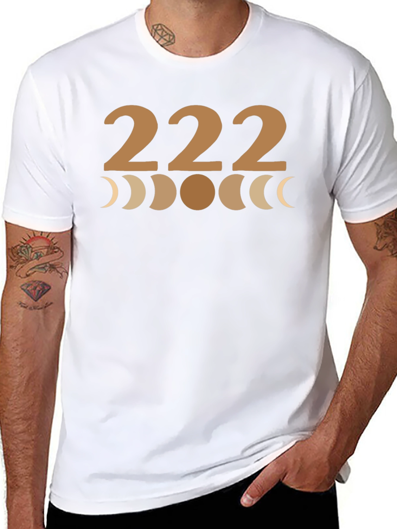 222 Moon Phase Graphic Tee - Black Cotton T-Shirt