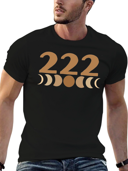 222 Moon Phase Graphic Tee - Black Cotton T-Shirt