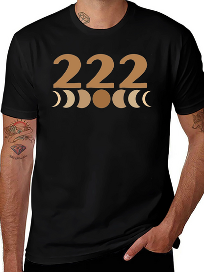 222 Moon Phase Graphic Tee - Black Cotton T-Shirt