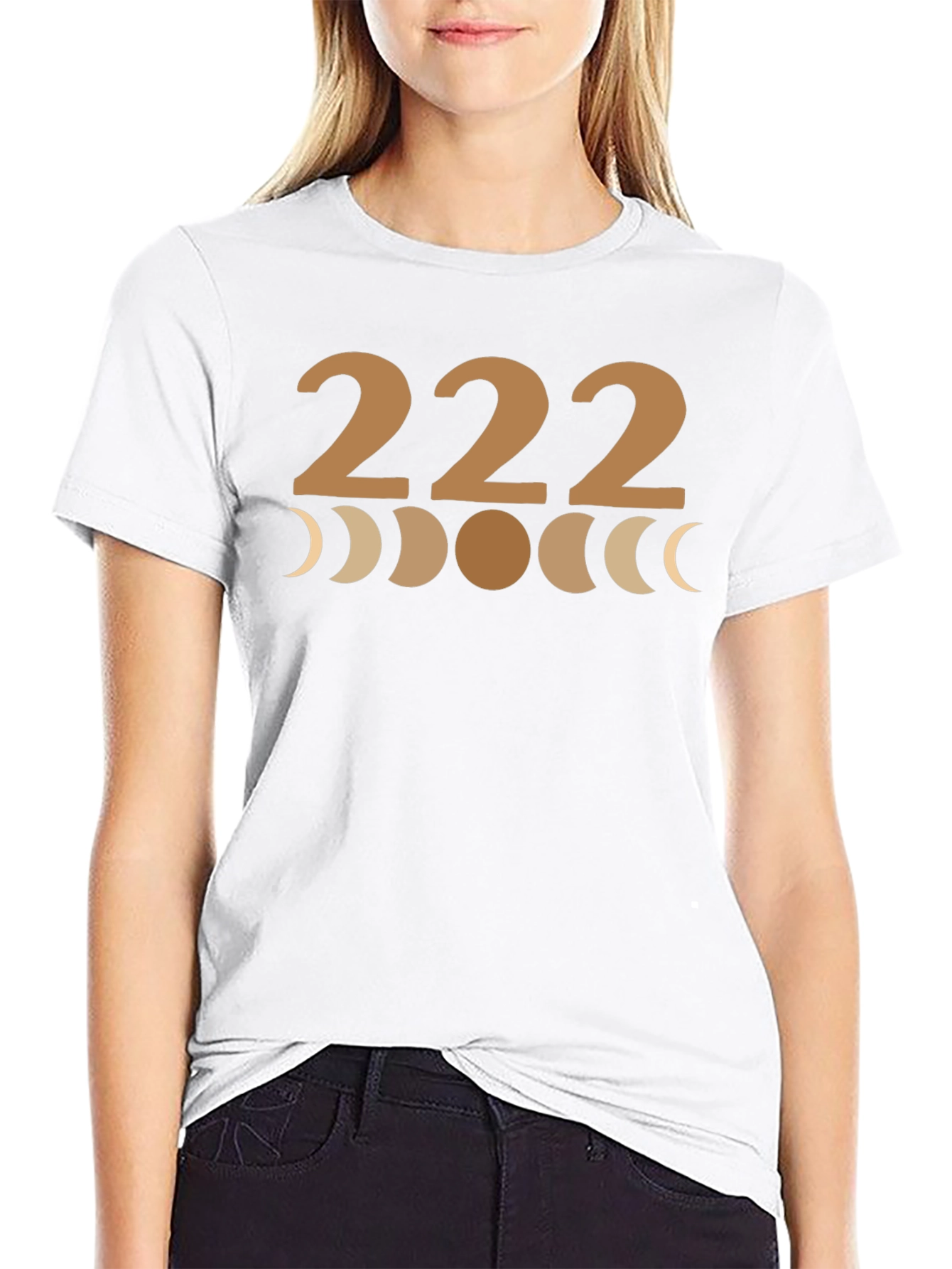 222 Moon Phase Graphic Tee - Black Cotton T-Shirt