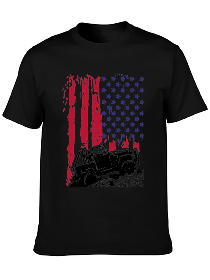 American Flag Jeep T-Shirt - Patriotic Off-Road Style