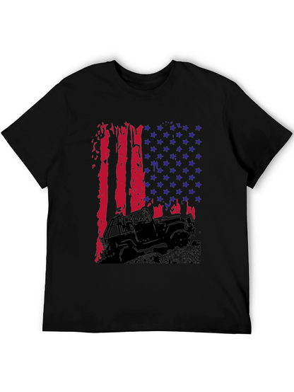 American Flag Jeep T-Shirt - Patriotic Off-Road Style