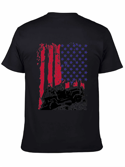 American Flag Jeep T-Shirt - Patriotic Off-Road Style